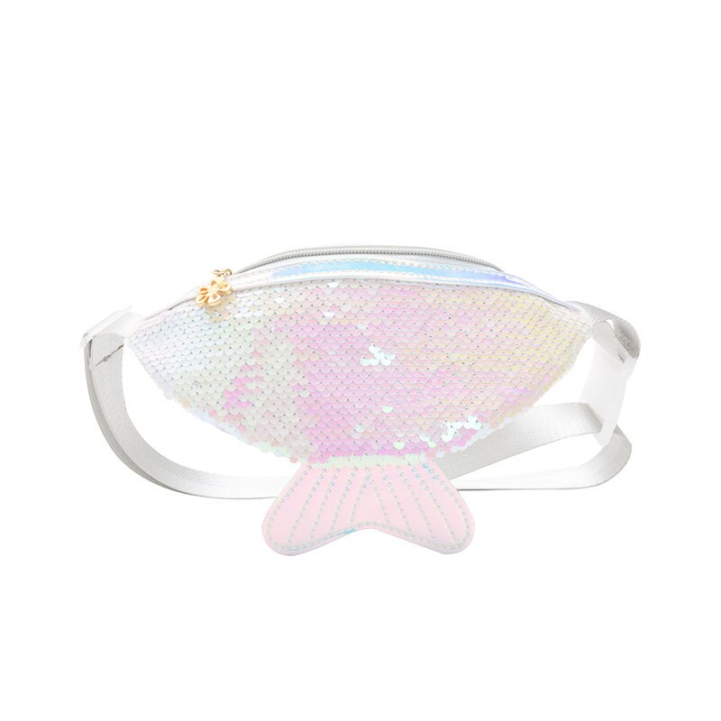 Riñonera de lentejuelas a la para niñas, bolso de cintura para niños, cinturón de pecho: Marfíl