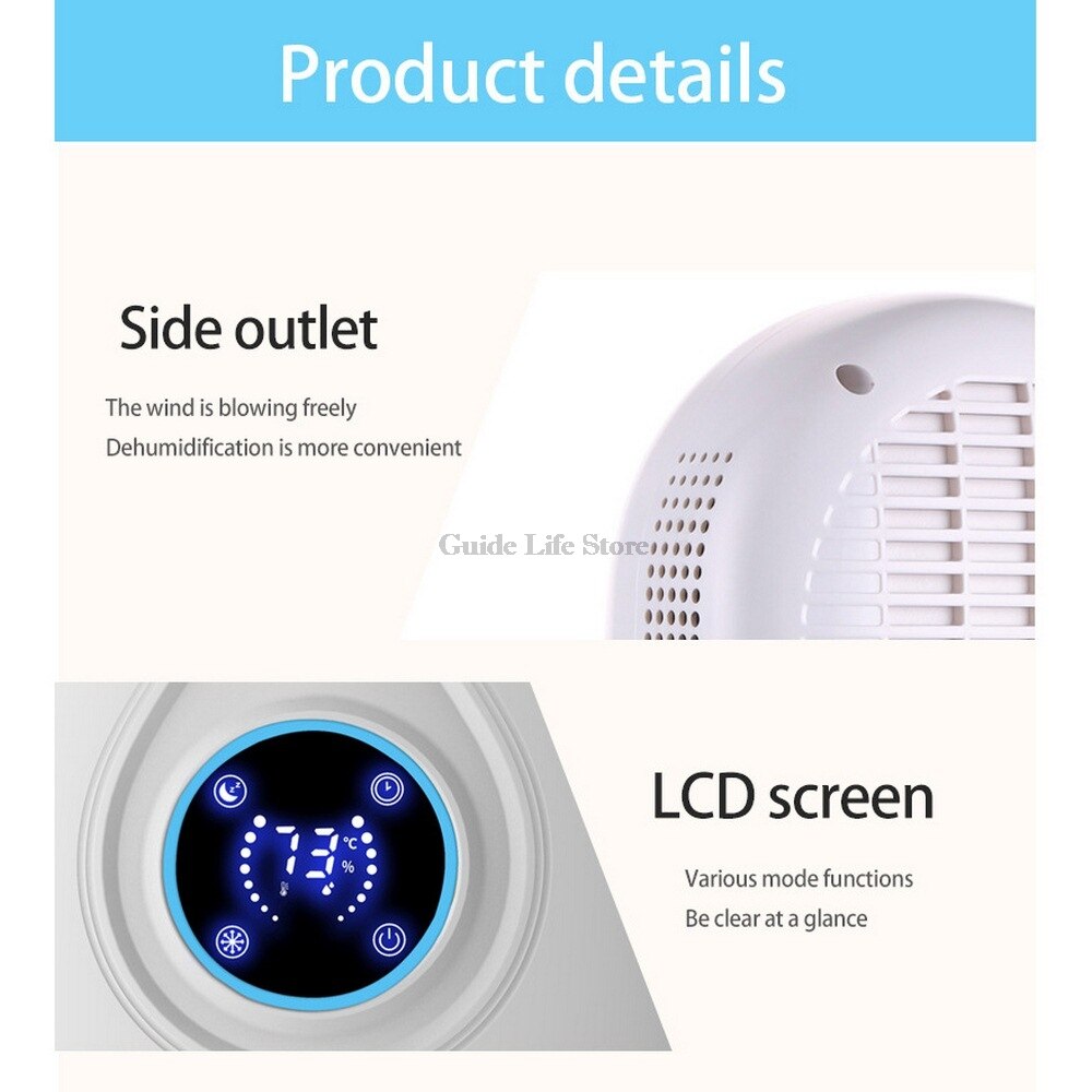 Déshumidificateur électrique Mini Portable dessiccateur d'air déshydratant absorbeur d'humidité à faible bruit armoire maison déshumidificateur chambre bureau