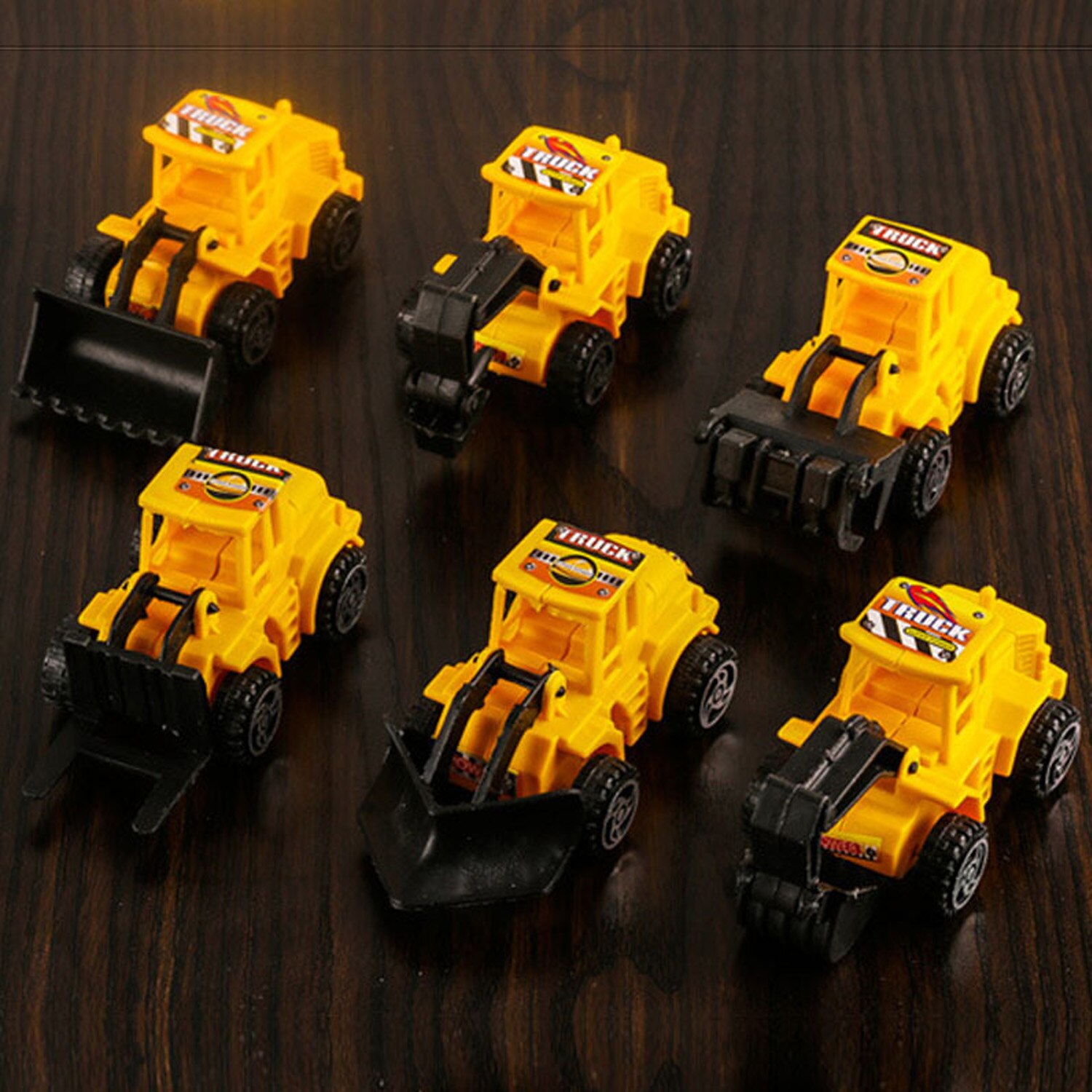 Behogar 5PCS Yellow Engineering Vehicle Cake Decorations for Construction Themed Party Baking Cute Birthday Decorations