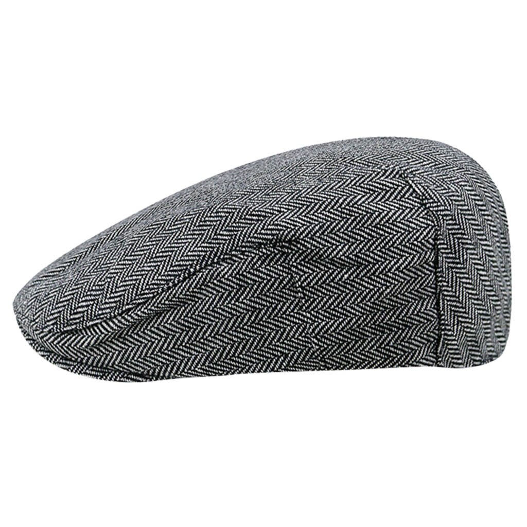 Men's Miter Beret Full-Closure Cap Plain Cotton Sunshade Hat Retro Forward Cap Classic Cap: C