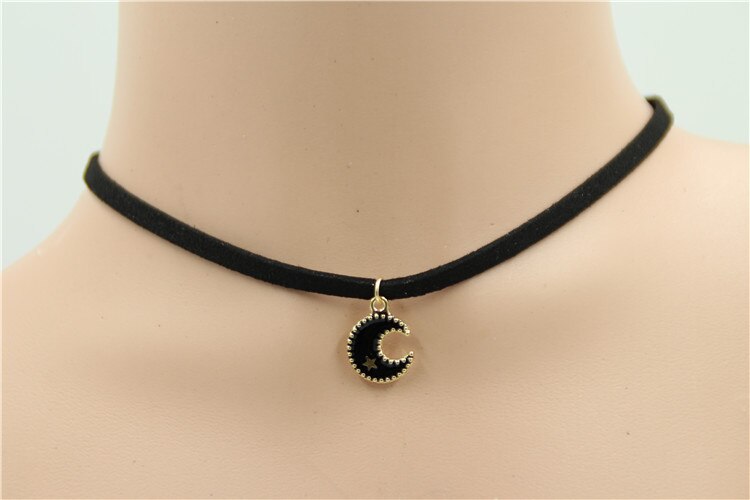 Koreaanse Sieraden Gothic Eenvoudige Kraag Cherry Moon Ketting Statement Ketting Voor Vrouwen Hanger Ketting Bijoux Homme: moon