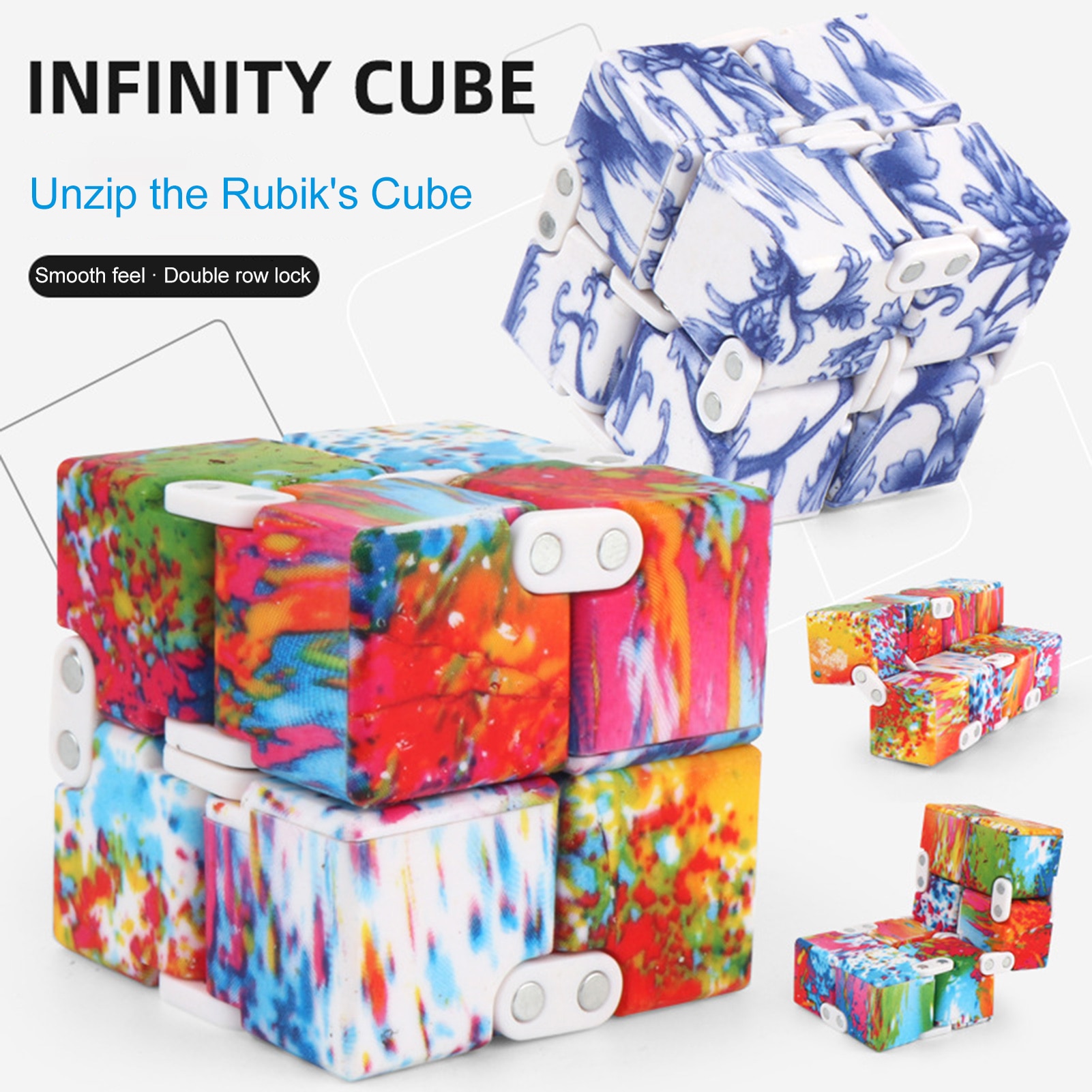 Stress Relief Toy Pocket Infinite Cube Blue And White Two Colors Porcelain Novelty Unique Fidget Decompression Toys For