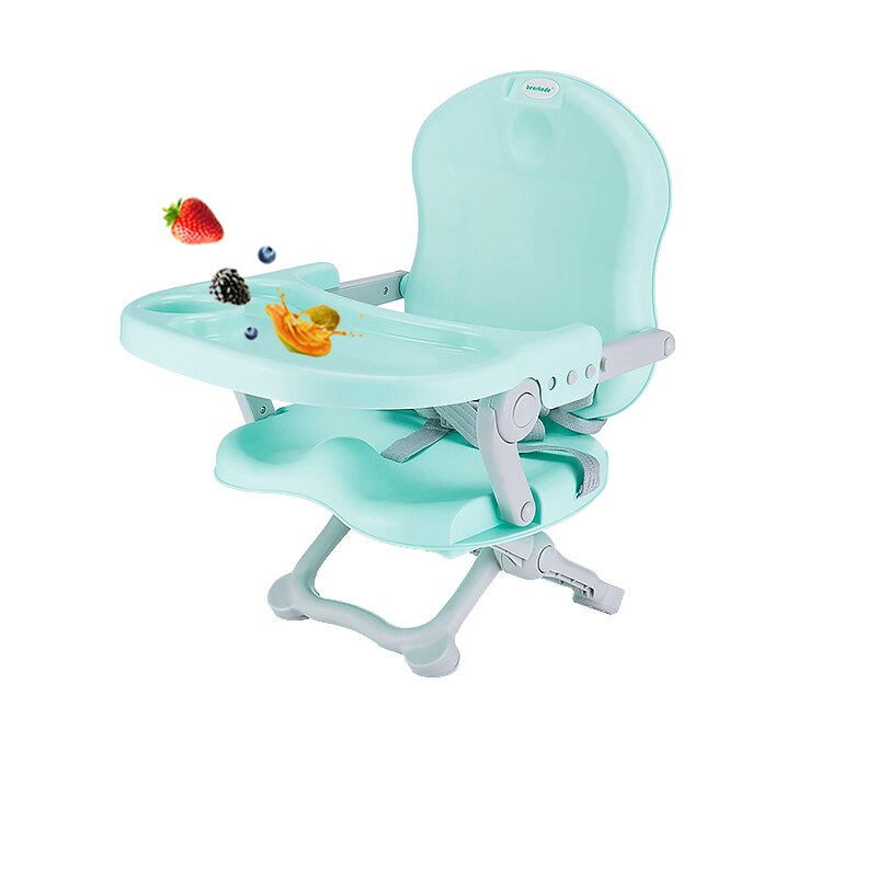 Adjustable Folded Baby Kids Booster Seat High Chair Detach Tray Baby Chairs Dinner Plate Feeding Portable Children Safety Seat: Green