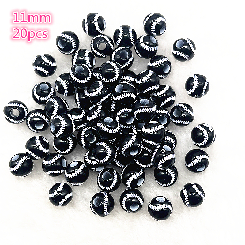 10-20 piezas deporte Rugby tenis baloncesto fútbol voleibol cuentas espaciador cuentas acrílicas para fabricación de joyería DIY pulsera collar: Verde oscuro