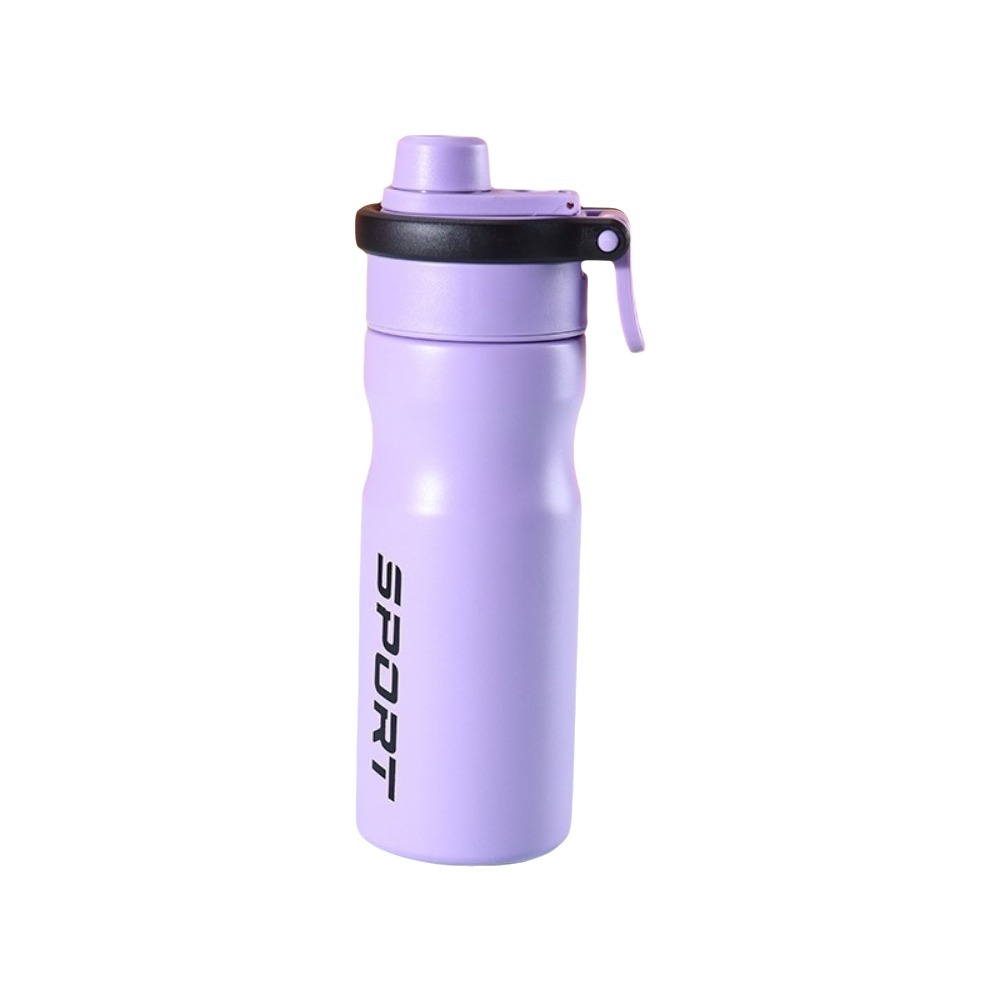 550ml Spray Insulated Water Bottle Large Capacity Leak Proof Sports Water Bottle Spray Cooling with Mist Cooling & Straw: Red