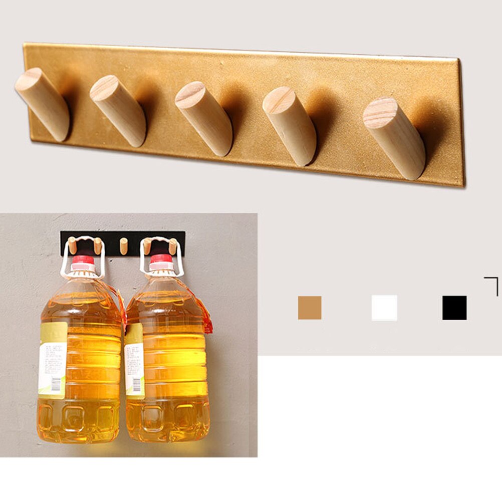 3 5 Hooks Iron Rack Board Key Storage Board Wall Mounted Hanging Hooks Coat Hooks Bedroom Wooden Wall Hanger Home Cloth Hanger