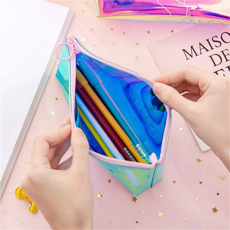 Transparent Cosmetic Bag Travel Makeup Bag Zipper Make Up Organizer Pouch Toiletry Student Pencil Pouch