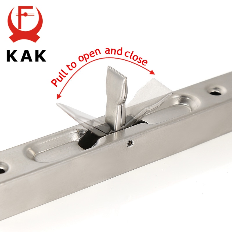 KAK Stainless Steel Hidden Door Bolt Security Guard Door Latch 4/6/8/10 inch Sliding Door Lock Bathroom Bolt Dust Proof Hardware