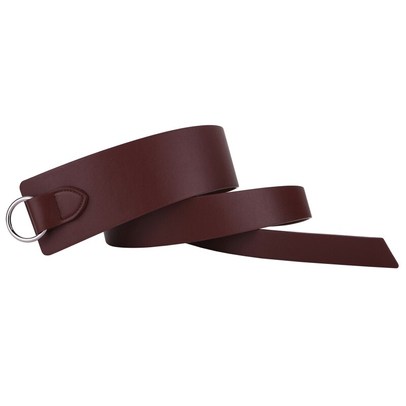 Cinturón de cuero ancho con lazo para mujer, cinturón de corbata para mujer, rojo y negro, cinturones de ocio para vestido de boda para mujer, de: Café