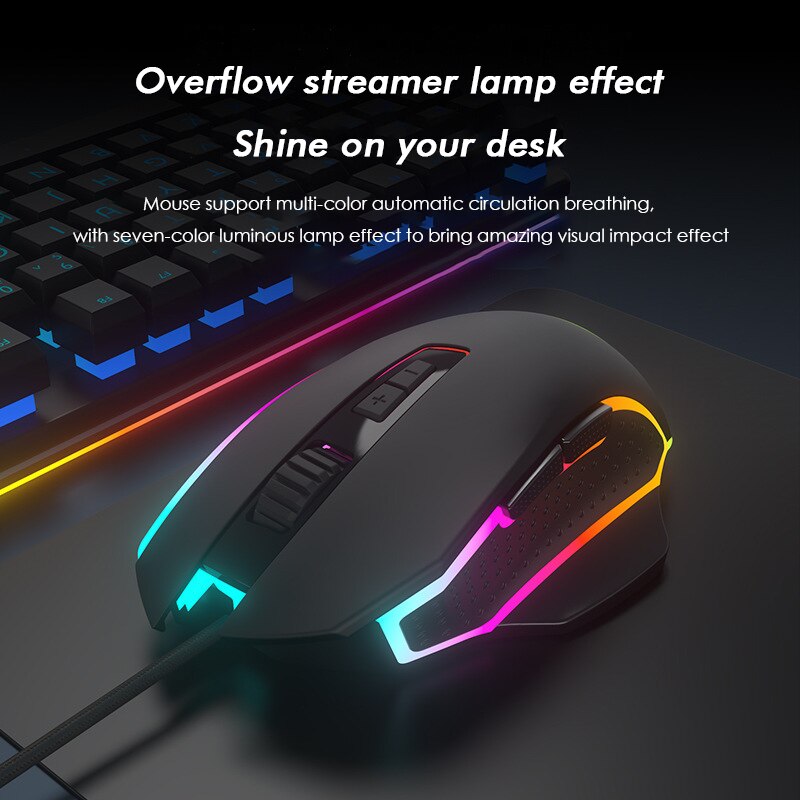 Rgb Backlight Gaming Muis 2400 Dpi Optische 7 Button Usb Muis Met Mute Wired Muizen Voor Desktop Laptop Computer Gamer muis