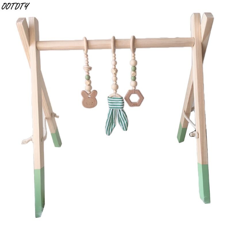 1 Set Nordic Cartoon Baby Wooden Rabbit Ear Toys Pendant Baby Gym Fitness Rack Kit Toddler Infant Room Ornament Decorations