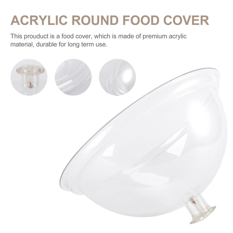 Couvercle alimentaire rond en acrylique 21/26/31CM, tente alimentaire, isolation des aliments, maison, pain, plat à Dessert (poignée de transport de Style aléatoire)