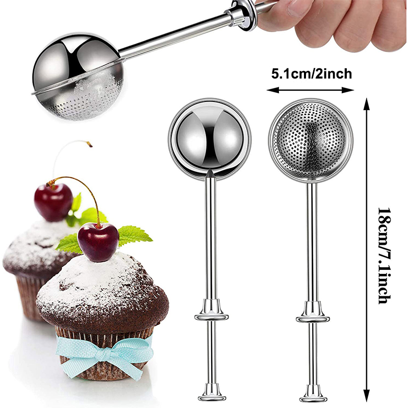 Distributeur de sucre en poudre en acier inoxydable 304, avec poignée à ressort, pour la farine de sucre et les épices