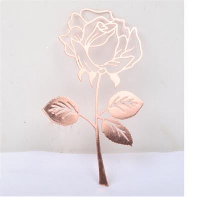 1 PC Beautiful Rose Gold Metal Bookmark Trendy High-grade Electroplated Rose Stainless Steel Bookmark Valentine's Day: rose gold