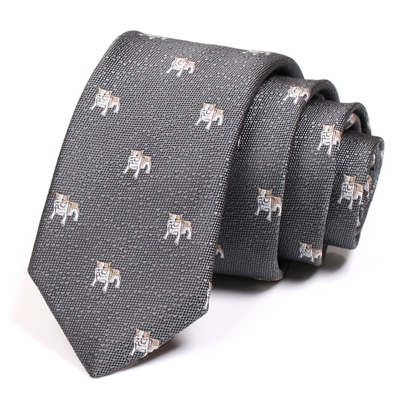 Mærke mænds grå 6cm slips dyrehund print slips til mænd forretningsdragt arbejde hals slips formel slips: Default Title