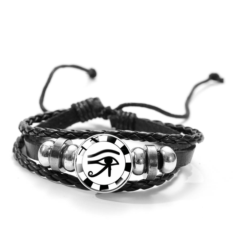 Vintage bransoletka oko horusa starożytny egipski Amulet Symbol szklany klejnot regulowane skórzane bransoletki dla Unisex: Style 3
