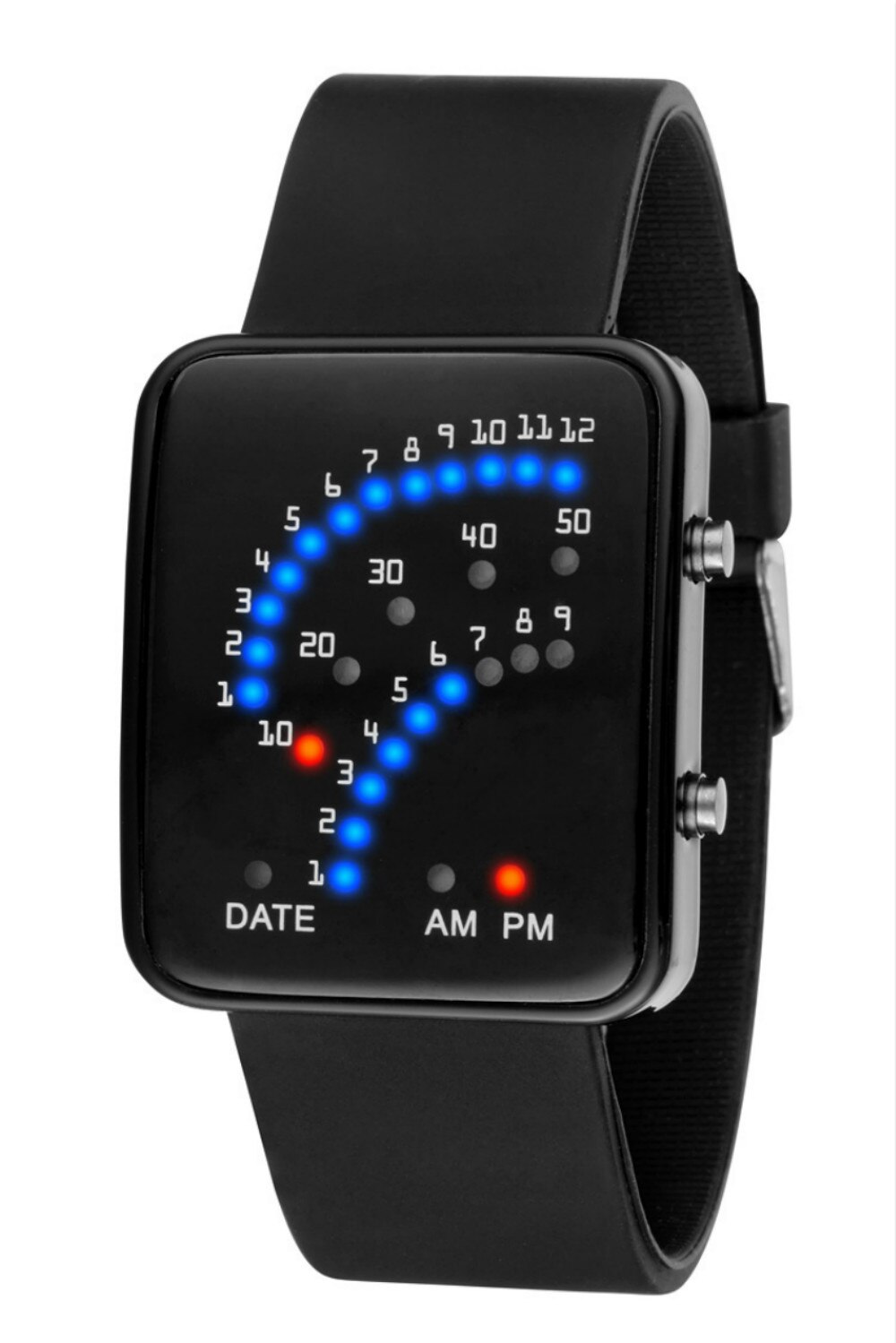 LED Digitale Horloges Mannen Jongen Binary Sector Dial Siliconen Horloge voor Mannen Klok Timer relogio masculino Zwart Wit