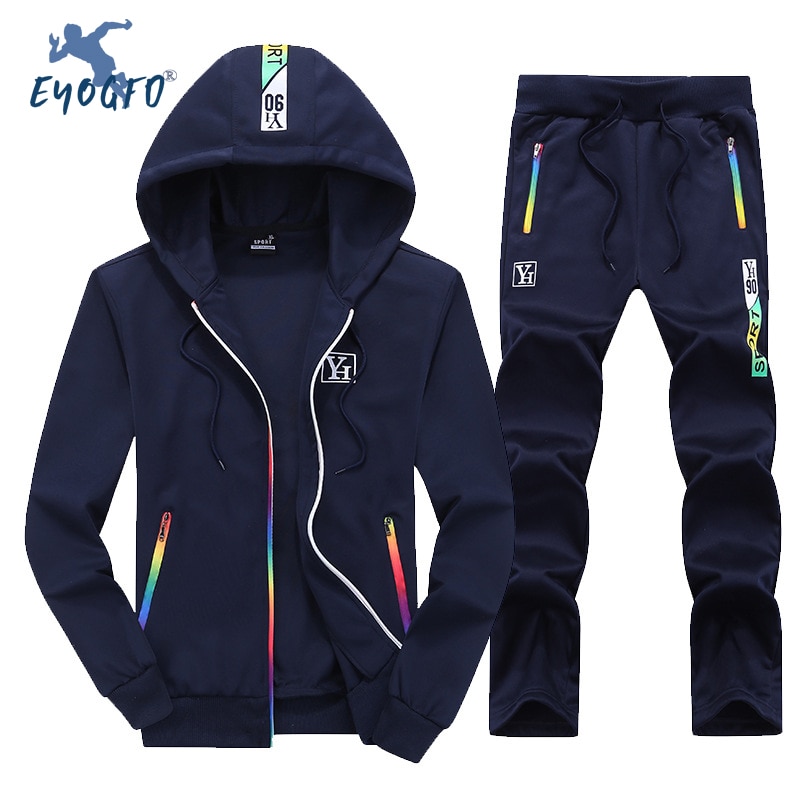 Novo conjunto de treino casual dos homens fitness jogger esportes ternos do esporte primavera outono duas peças hoodies calças define masculino suor terno