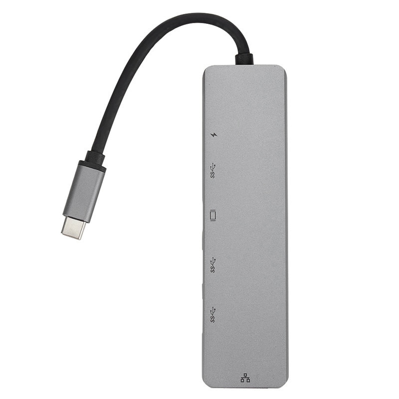 6 en 1 USB type C Hub Hdmi 4K USB C Hub vers Gigabit Ethernet Rj45 Lan adaptateur pour Macbook Pro Thunderbolt USB-C chargeur Port Silv