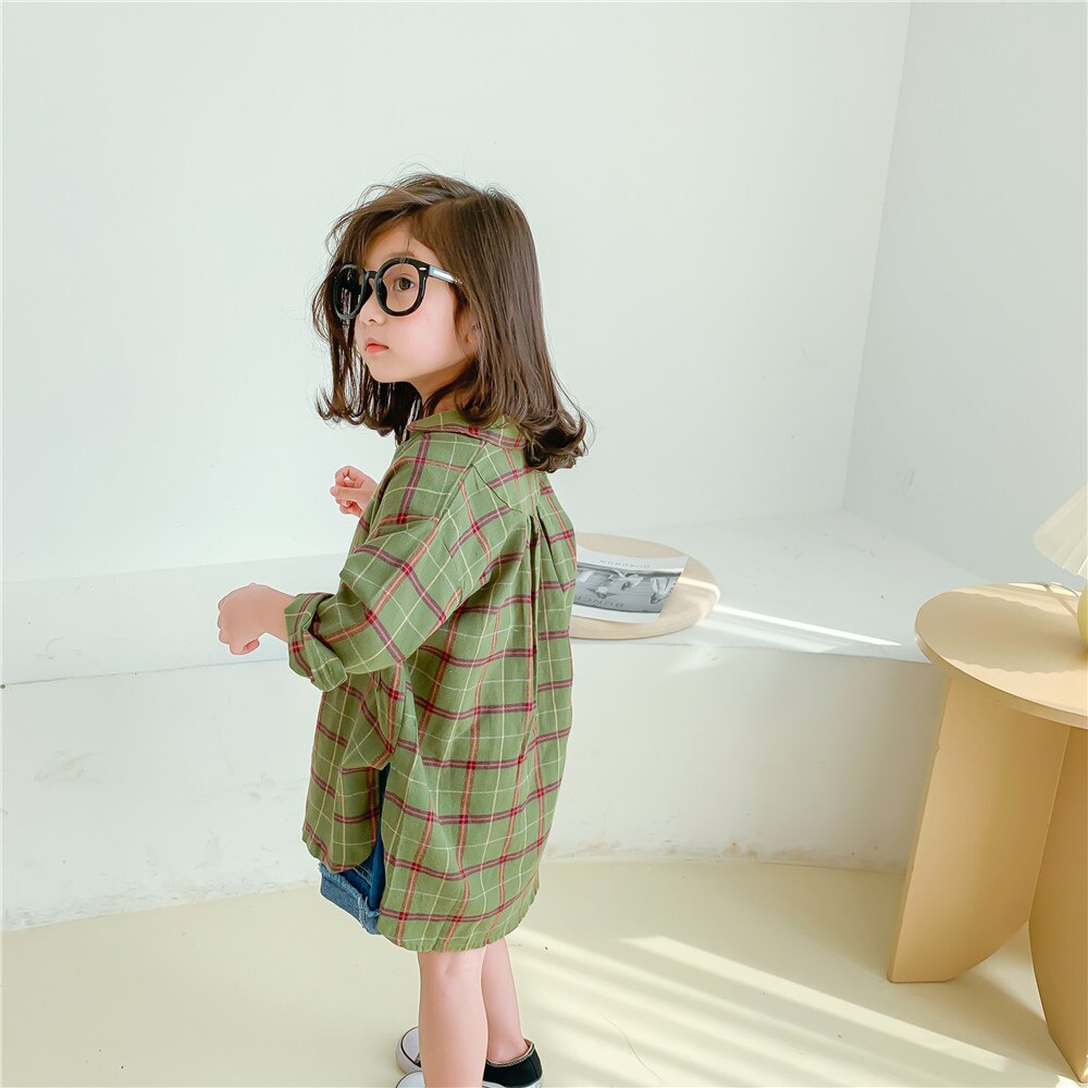 Spring Autumn Kids Shirt For Girl Boy Long Sleeve Plaid Printed Children Shirt Summer Toddler Baby Cardigan Clothes
