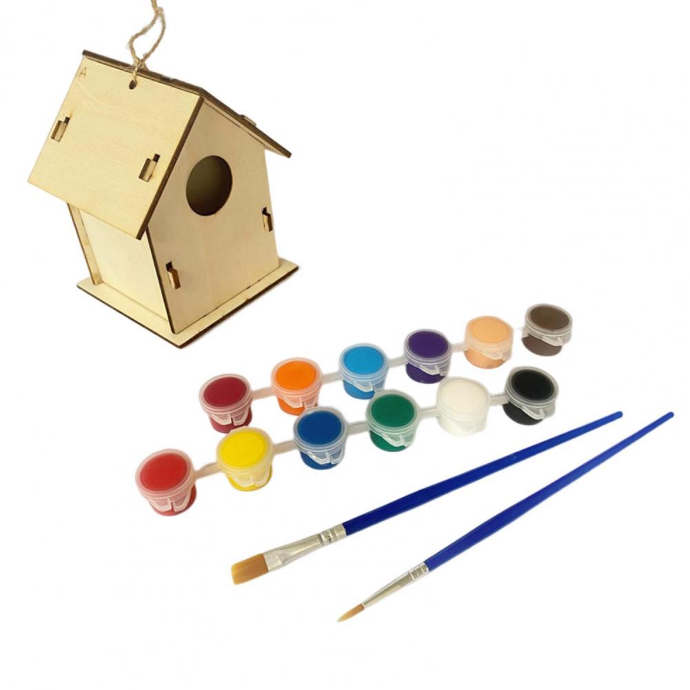Kit de construction de maison d'oiseau pour enfants, peinture de bricolage, assemblage de nichoir, artisanat de boîte à oiseaux, construire de la peinture, pour enfants, 1 ensemble: WHITE