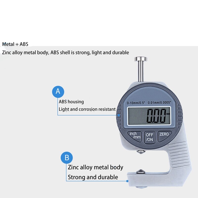Digital Thickness Gauge Electronic Thickness Meter Measure Thickness Of Paper Cloth Thin Metal Micrometer 0.01Mm