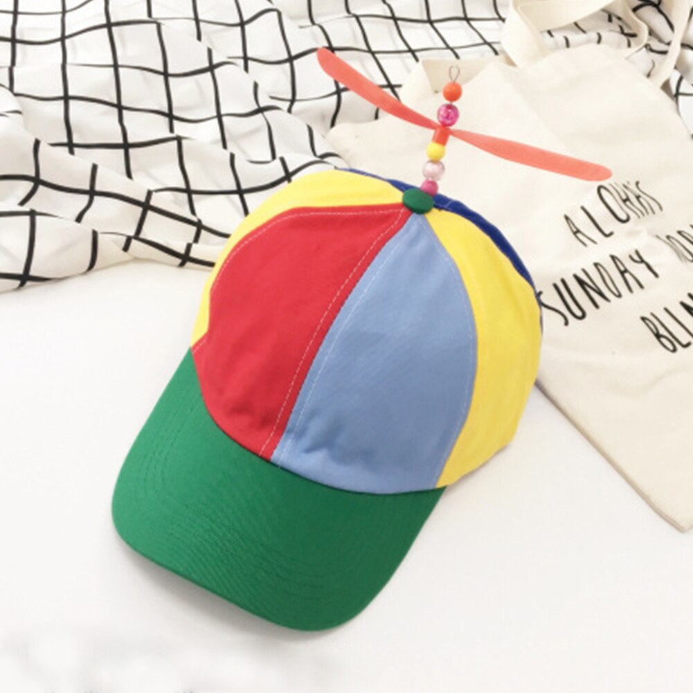 Sommer propel cap justerbar baseball hat helikopter regnbue farve fancy hat til voksen til børn børn: Voksen
