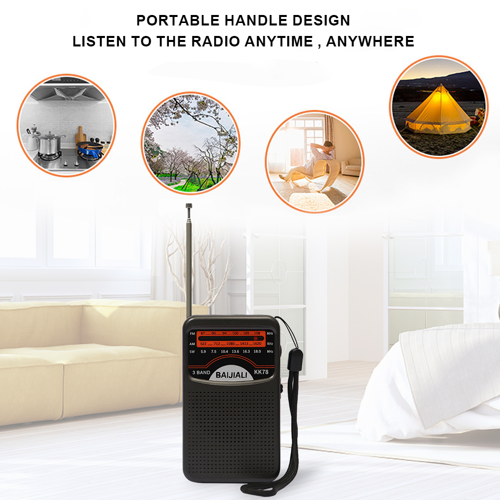 Radio AM FM portatile Ricevitore portatile di alta qualità Altoparlante incorporato con cuffie standard da 3,5 mm Radio di emergenza