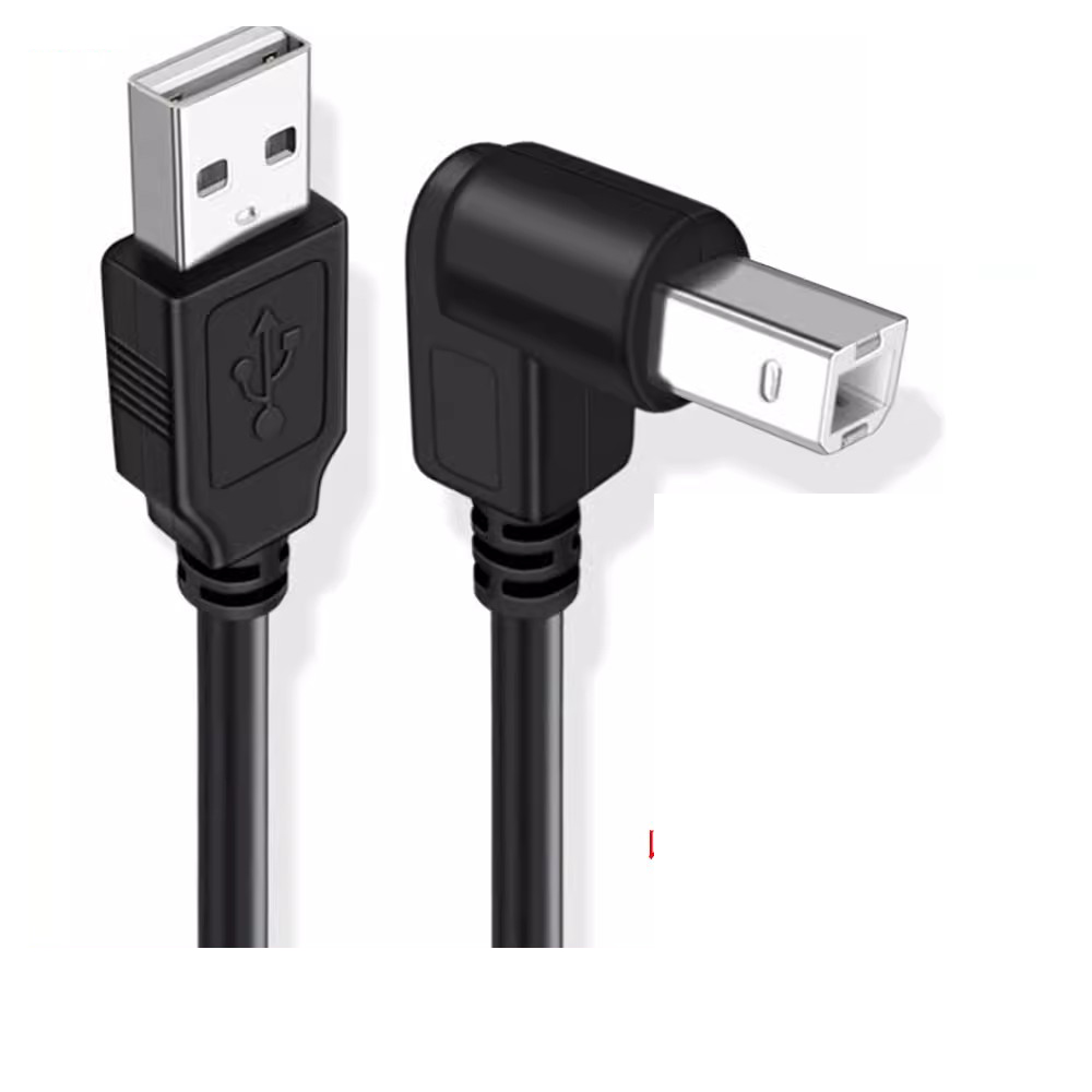 Câble USB 2.0 coudé haut, bas, gauche et droite, pour imprimante et Scanner de Type A mâle à Type B mâle, 90 degrés, 30cm 50cm 1m 150cm 1ft 5 pieds: Or / 1 mètre