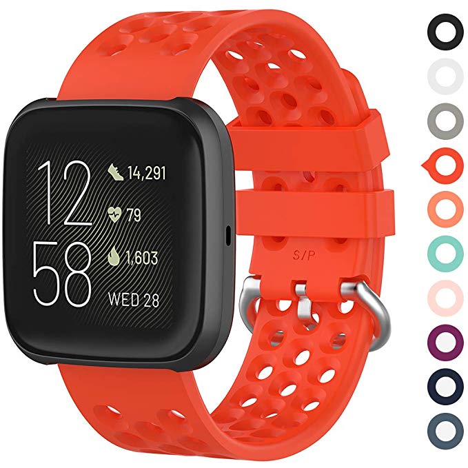 Replacement Silicone Breathable Wrist Band Watch Quick Release Silicone Easyfit Wrist Band Strap For Fitbit Versa 2 Wristband: 4 / S