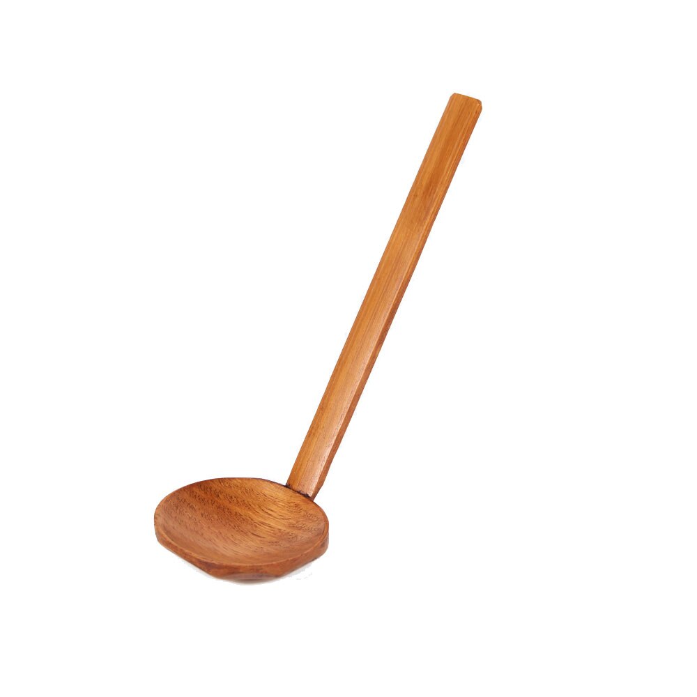Japanese Style Long Handle Wooden Spoon Ramen Spoon Pot Colander Utensils Ramen Soup Spoons Tableware Kitchen Utensil Tool: Brown