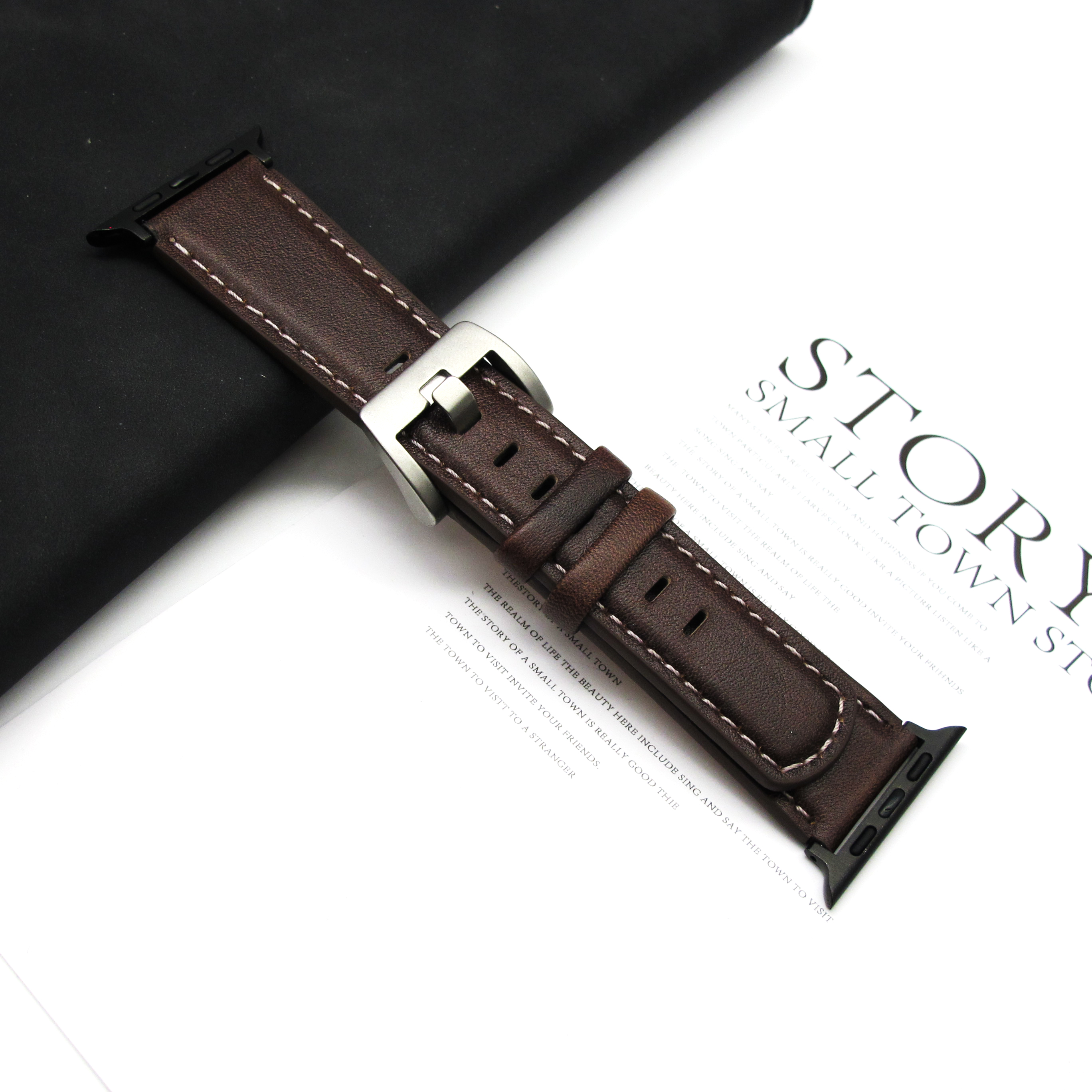 Leather strap for Apple Watch Ultra1 strap 49mm S10 46mm 42mm 45 44 41 40 38mm men's strap for Iwatch series 987654: S / Silver Yellow