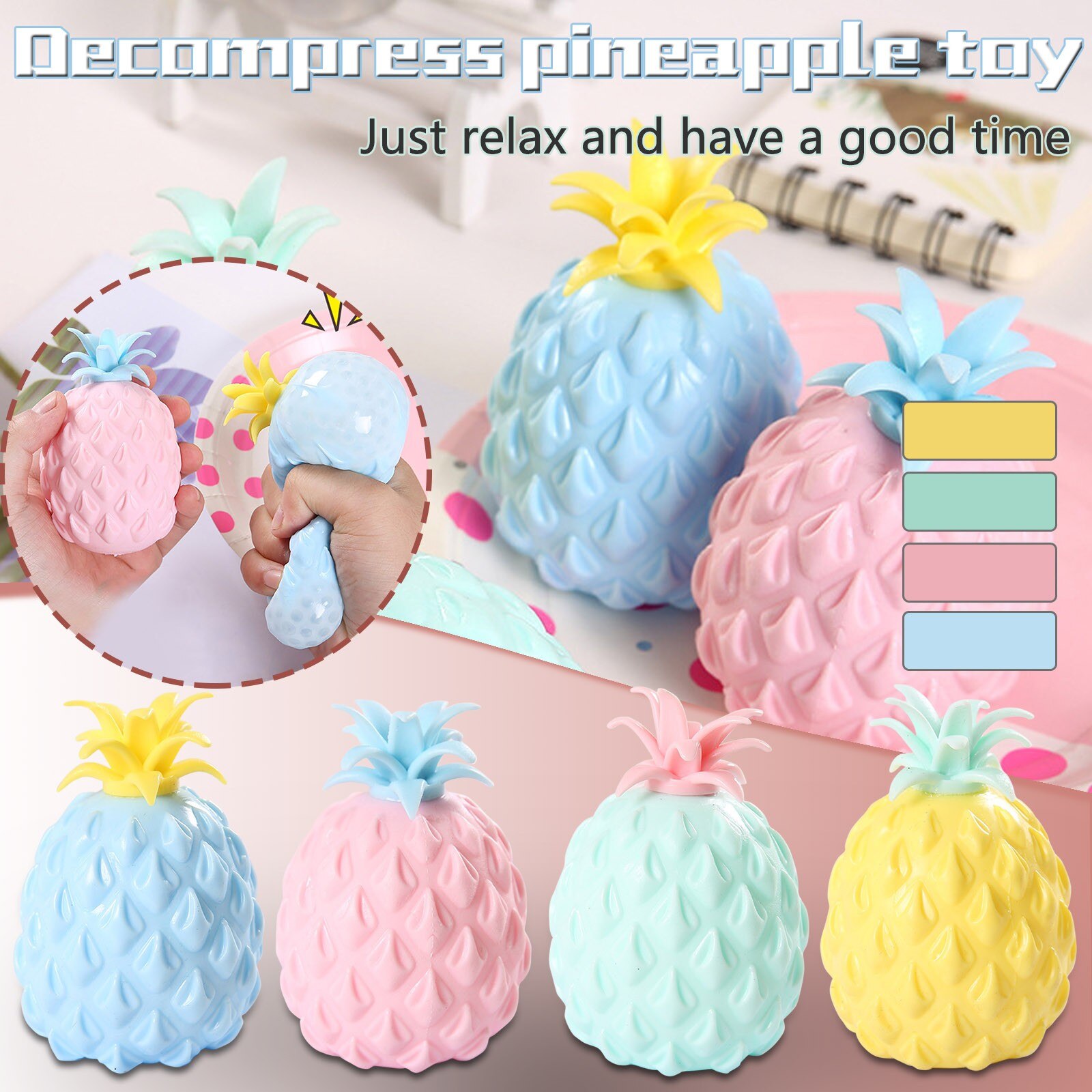 Novel Slimy Squeeze Toys Novel Simulation Pineapple Decompression Toy Office Pressure Release Toy 50ml Slow Rising Fidget Toy