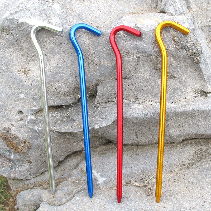 10 pz/set 18 centimetri In Lega di Alluminio Pioli Tenda Con Ganci Pali Da Giardino Chiodo A Terra Per Amaca di Campeggio Guyline Tenda Baldacchino Flysheet