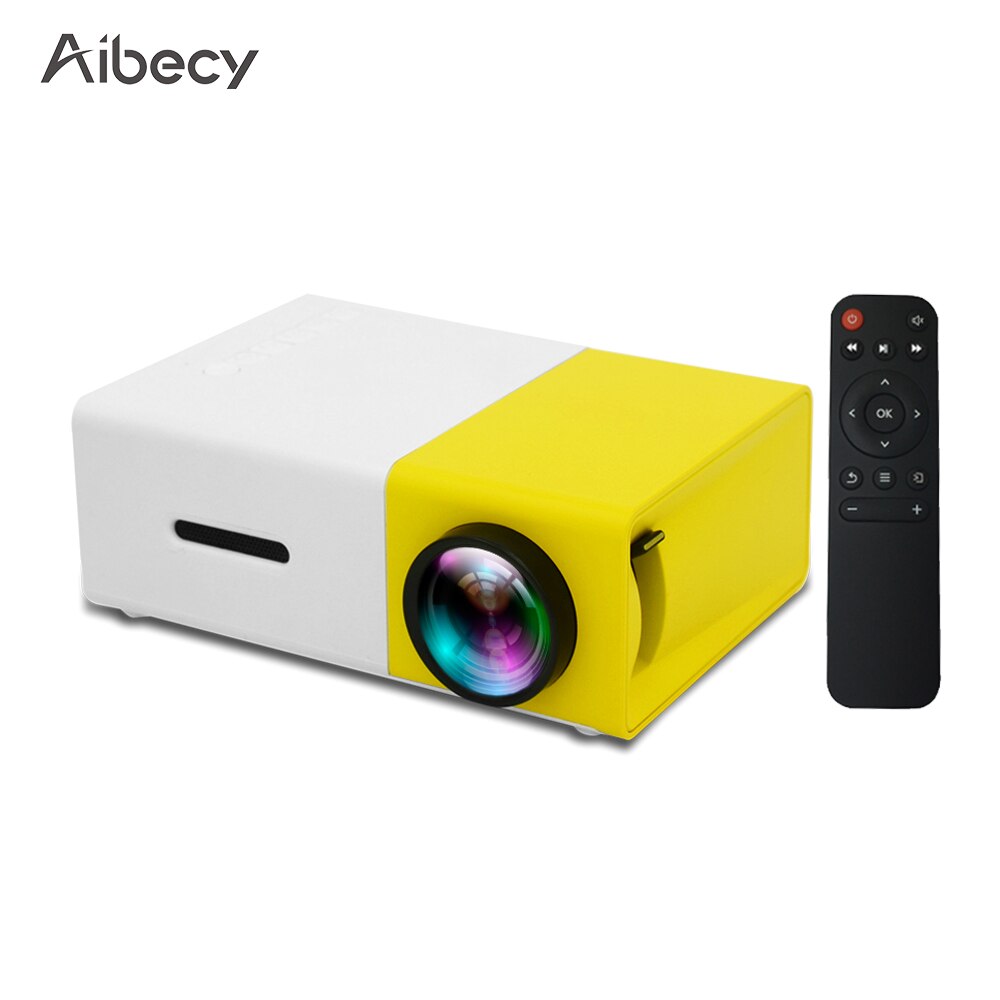 Aibecy mini bærbar ledet projektor support 1080p 3d visuelle effekter 800 lumen multimedie video film projektor hjemmebiograf