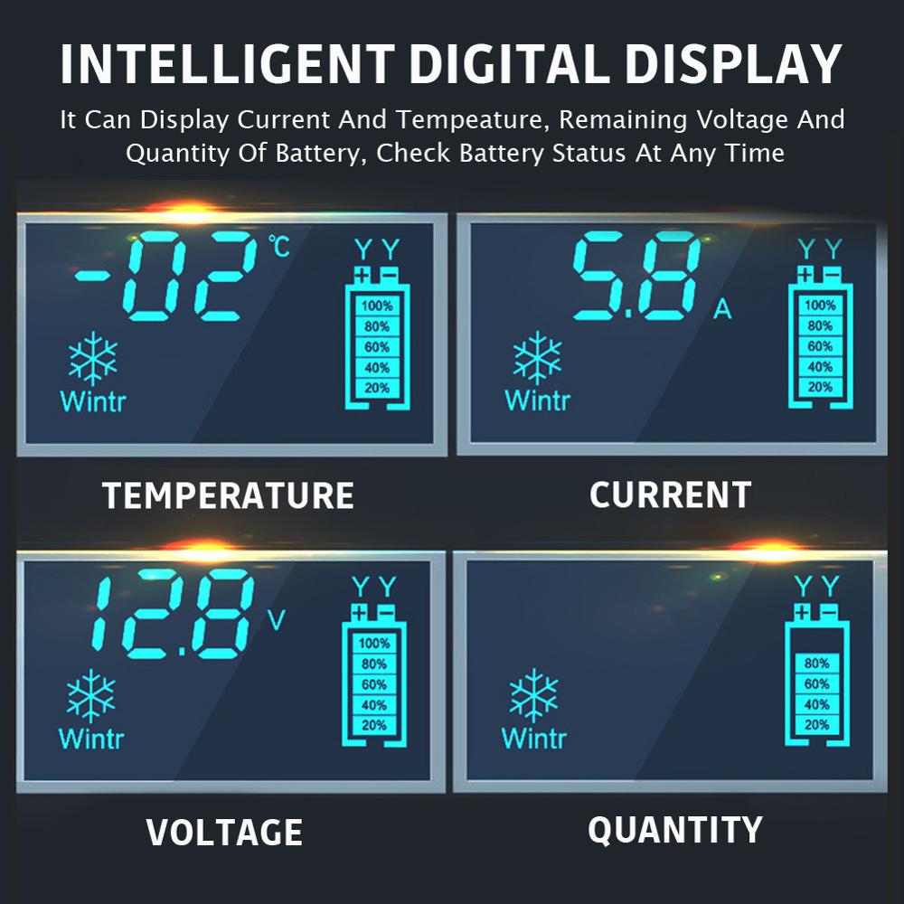 12V Car Battery Charger Intelligent Fast Power Charging Wet Dry AGM Lead Acid Charger Smart Charging 6A 12V Digital LCD Display