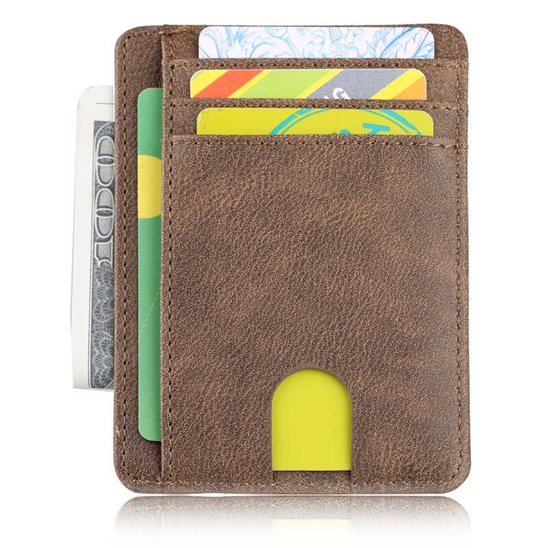 Rfid Men Women Small Bank Travel Leather Business Card Case Slim Lightweight Front Packet Wallet