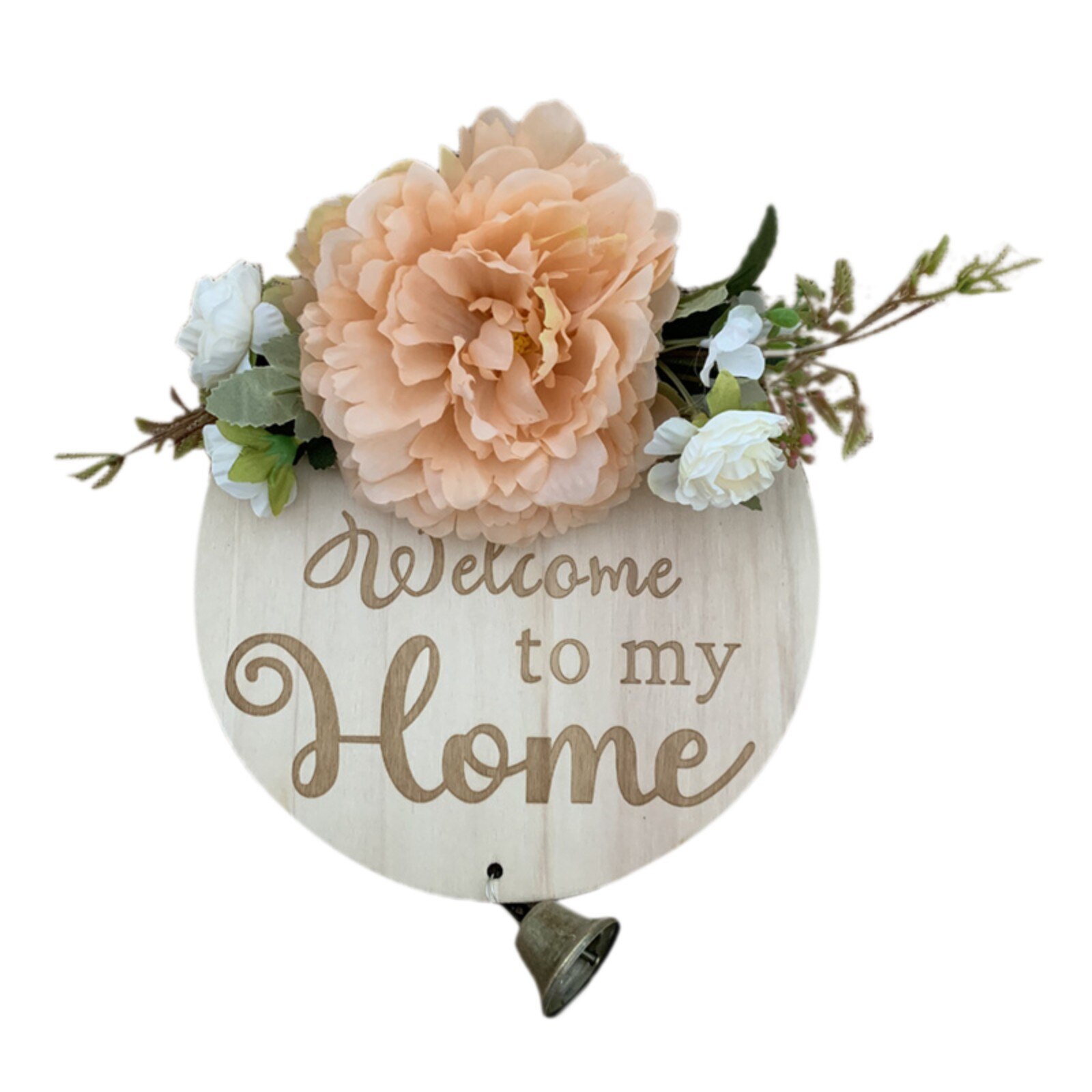 Signe de bienvenue pour porte de printemps en bois, Mini couronne de fleurs d'hortensia rose, décoration de maison, couronnes d'automne: M