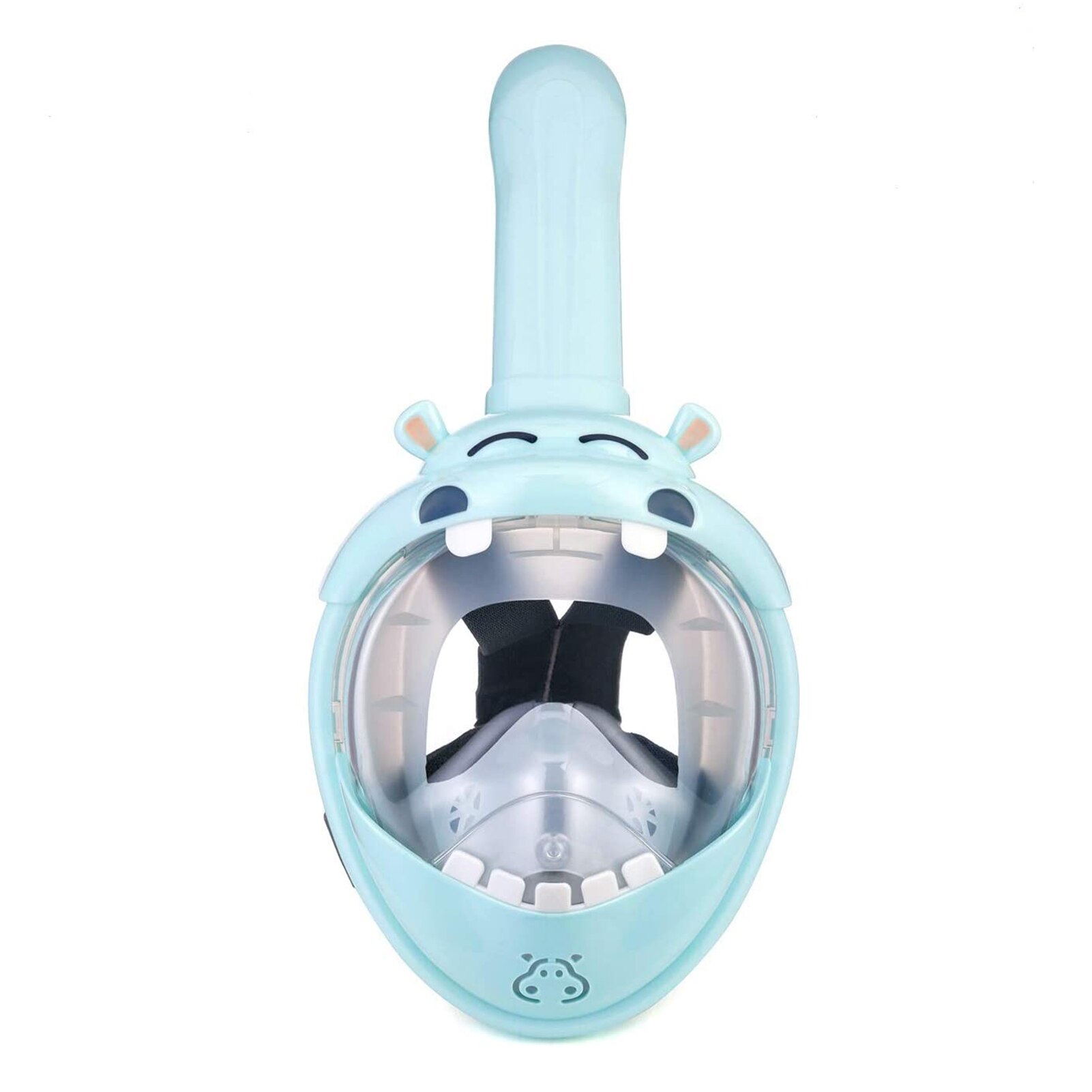 Liquid Silicone Children's Snorkel Shark Mask Full Face Foldable Diving Mask with Breathing Tube Anti-fog Panoramic View Masks: Cute hippo