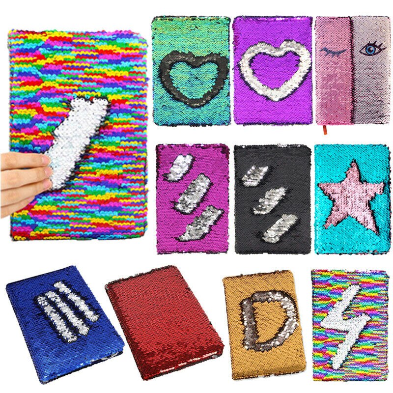 Reversible Sequin Journal Diary Magic A6 Note book Writing Book for Kids US