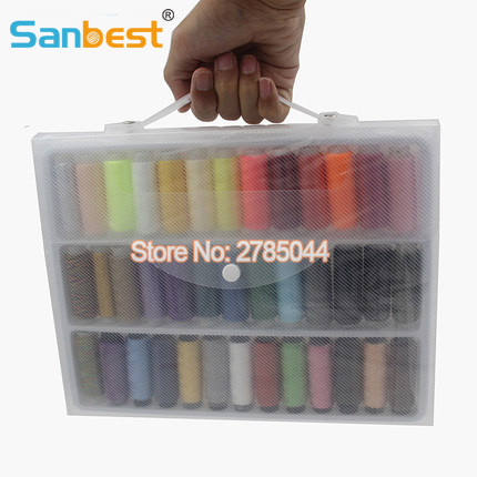 Sanbest 39pcs 200 Yards/ Spool Mixed Colors Polyester Sewing Thread Set Cowboy Thread Handwork Crafting Overlocking DIY TH00016