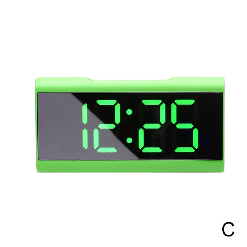 Led Mirror Screen Alarm Clock Digital Clock Voice Control Snooze Date Temperature Display For Home Decoration X8j3: green