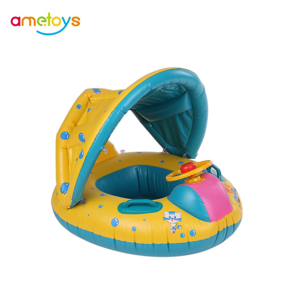Veilige Opblaasbare Baby Zwemmen Ring Zwembad PVC Baby Baby Zwemmen Float Verstelbare Zonnescherm Seat Zwembad Brinquedos