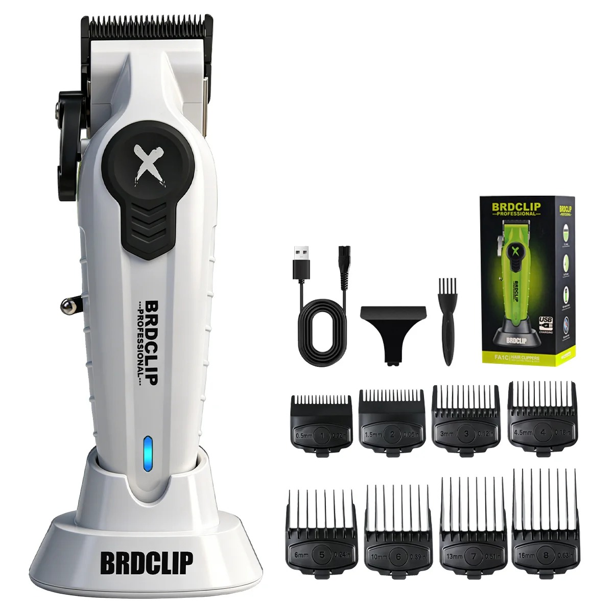 BRDCLIP Hair Trimmer Rechargeable Barber Clippers Hair Cutting Machine Charging Base Trimmer for Men BRD-FA1C FA1T: Red