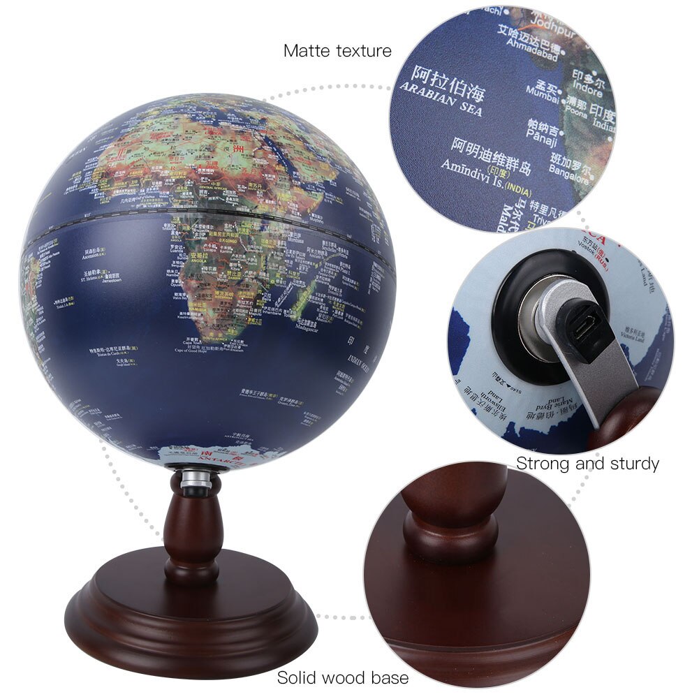 20Cm Wereldbol Elektrische Met Licht Aarde Kaart Leren Onderwijs Kinderen Geografie Speelgoed Globe Thuis Bureau Decor Verlichting kaart