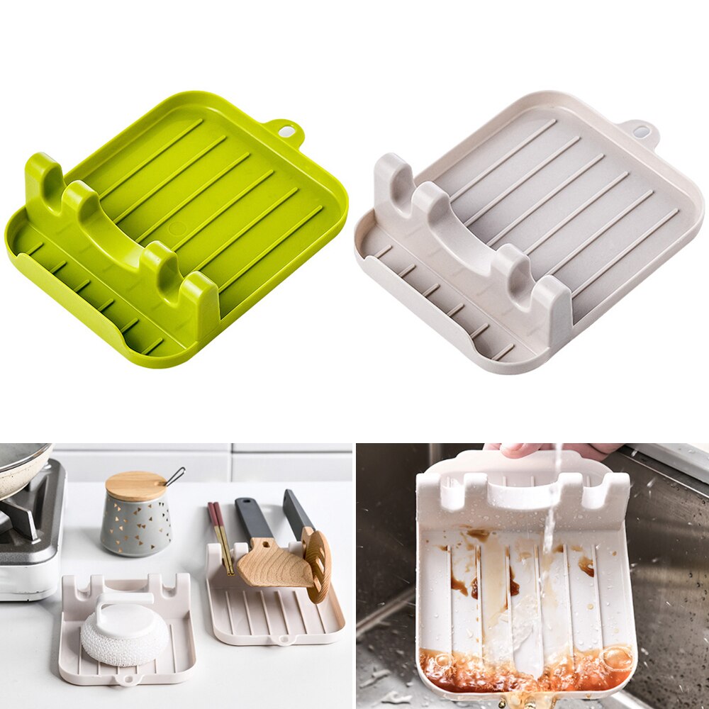 Multifunction Kitchen Spoon Stand Spoon Organizer Spatula Holder Racks Pot Lid Storage Pad Rack Plastic Lid Holder