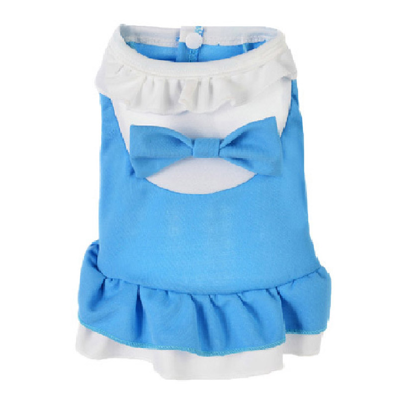 Été Bow chien vêtements Sweety princesse robe Teddy chiot robes pour chiot jupes coton chat robes Yorkies Chihuahua vêtements: sky blue / S
