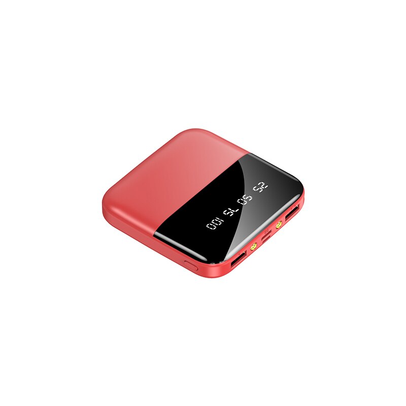 20000mAh Mini Power Bank Fast Charger for All smartphones 2 USB LCD Type C Portable Charging Powerbank Power Bank: Red
