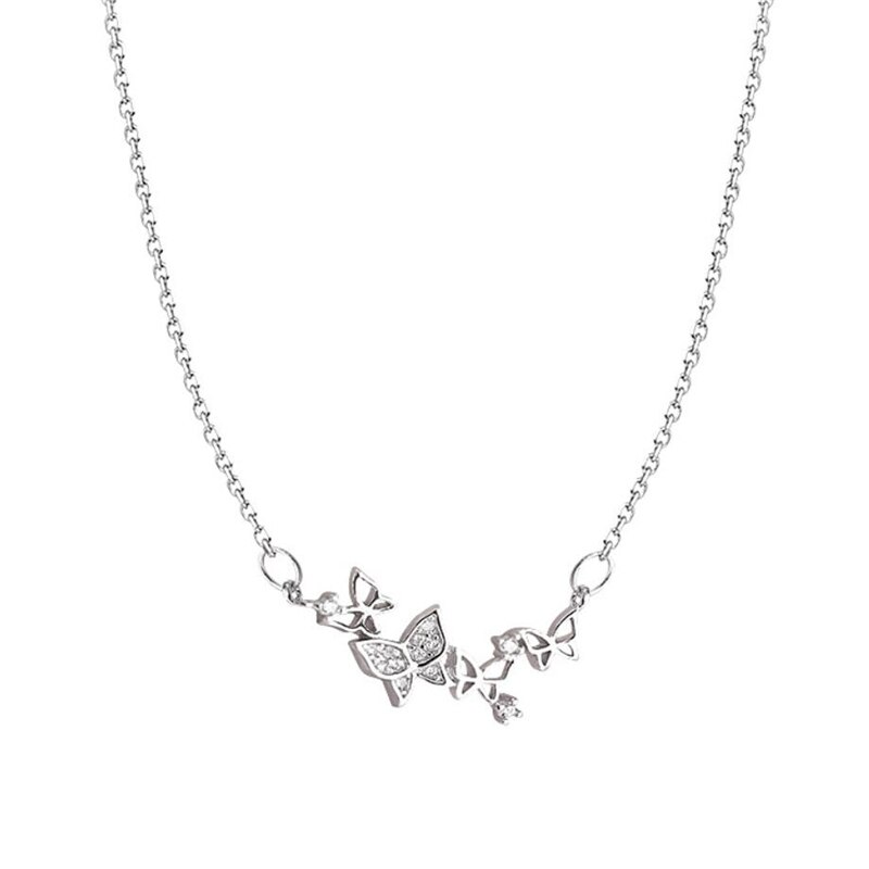 Zool geheugen opengewerkte delicate vlinder romantische zoete 925 sterling zilveren sleutelbeenketting vrouwelijke ketting sne 470