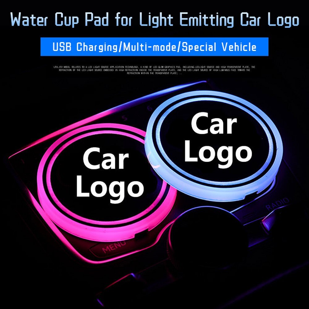 2x bil ledet lys kopholder automotive interiør usb farverige atmosfære lys lampe drikke holder anti-slip mat auto produkter